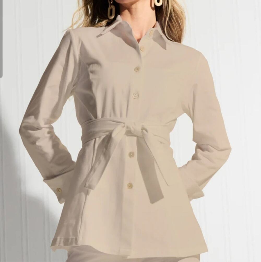 Ala Von Auersperg Khaki Keaton Italian Cotton Blouse M